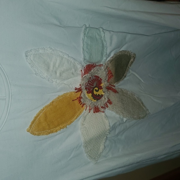 Lost Petal Linens White Short Sleeve Colorful Linen Flower Sz S Tunic Mini Dress - Picture 9 of 10